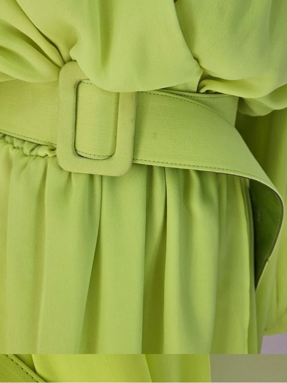 OFF-WHITE Vibrant Neon Green Wrap Dress with Belt - Picture 15 of 15